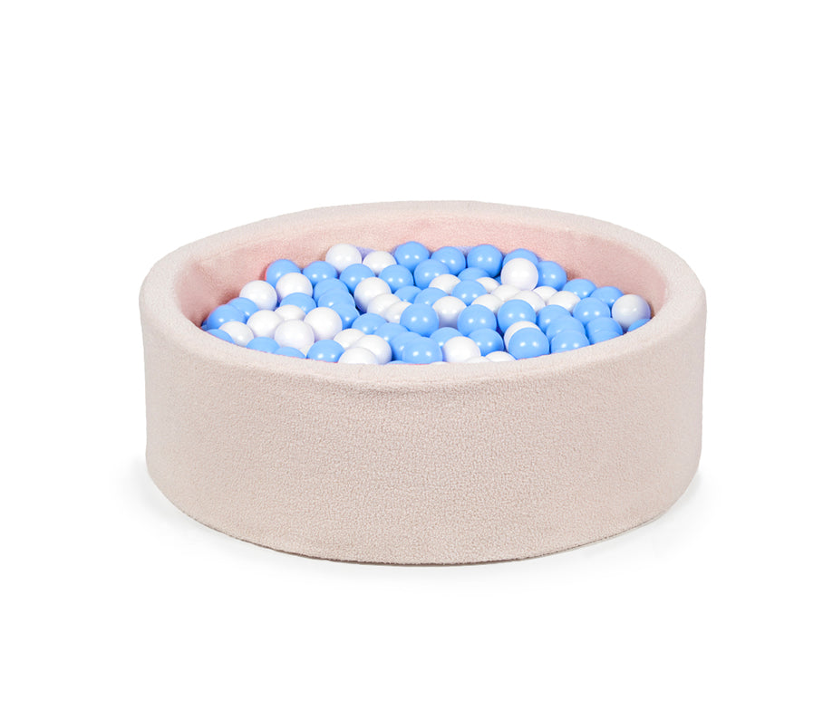 KIDS DREAM – Großes 2-Personen-Kinderbällebad aus Bouclé ∅100 cm (mit 200 Bällen)