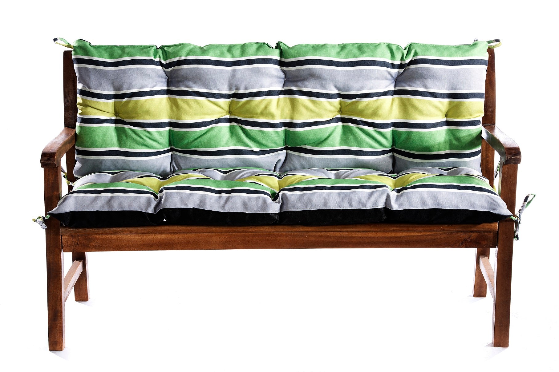 Coussins de banc vert-gris-jaune