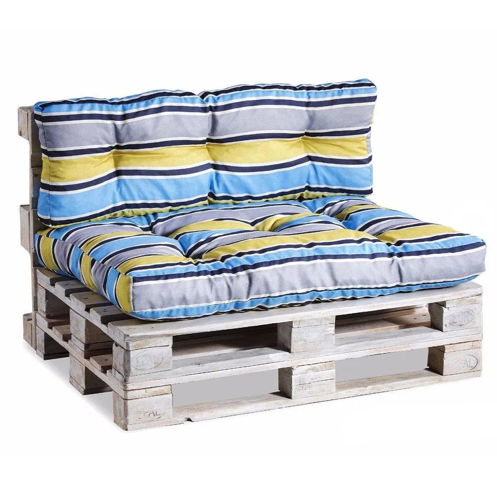 Coussin de palette matelassé PPI bleu-jaune