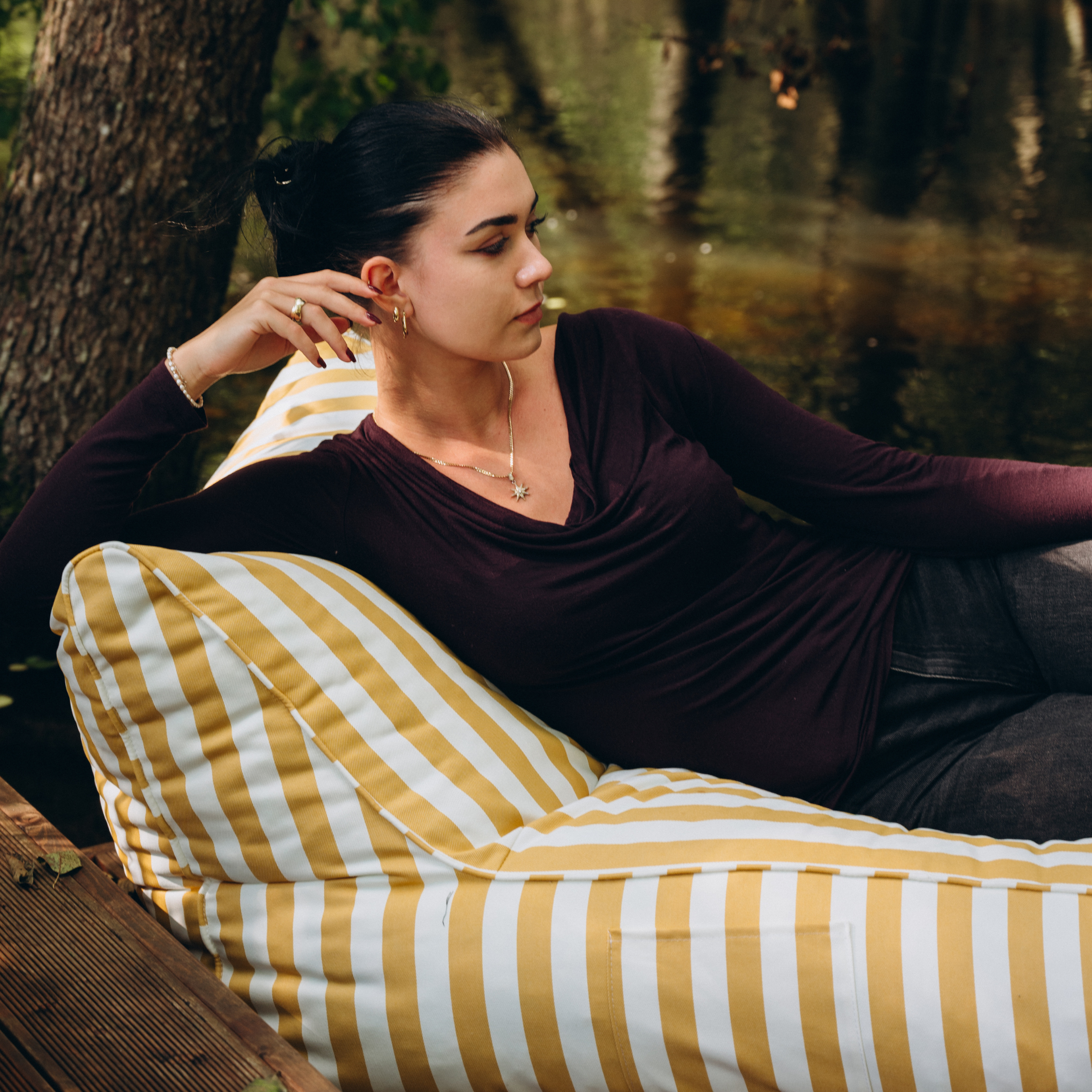 Outdoor Sitzsack gestreift 72x102x65 cm