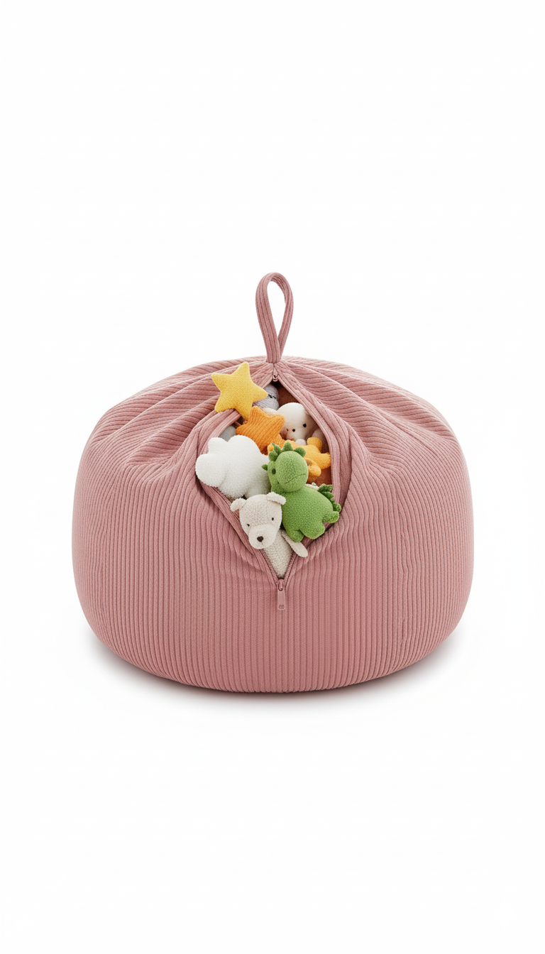 Aufbewahrungshülle für Spielzeug und Kuscheltiere – Kinder-Sitzpouf
