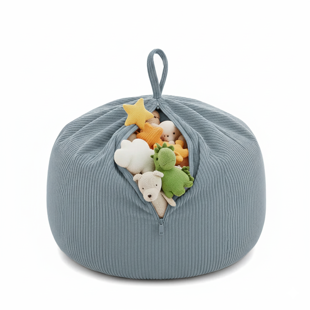 Aufbewahrungshülle für Spielzeug und Kuscheltiere – Kinder-Sitzpouf