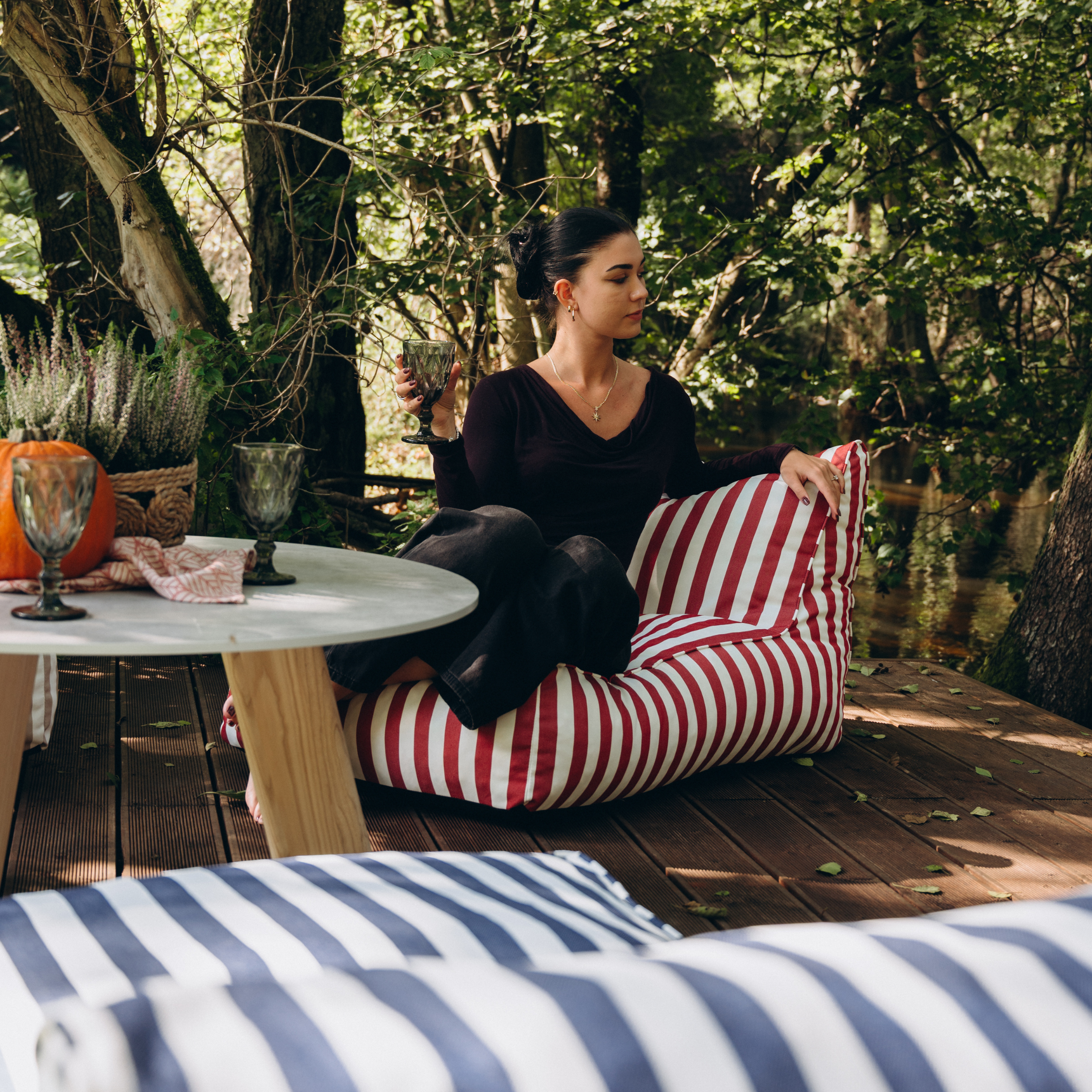 Outdoor Sitzsack gestreift 72x102x65 cm