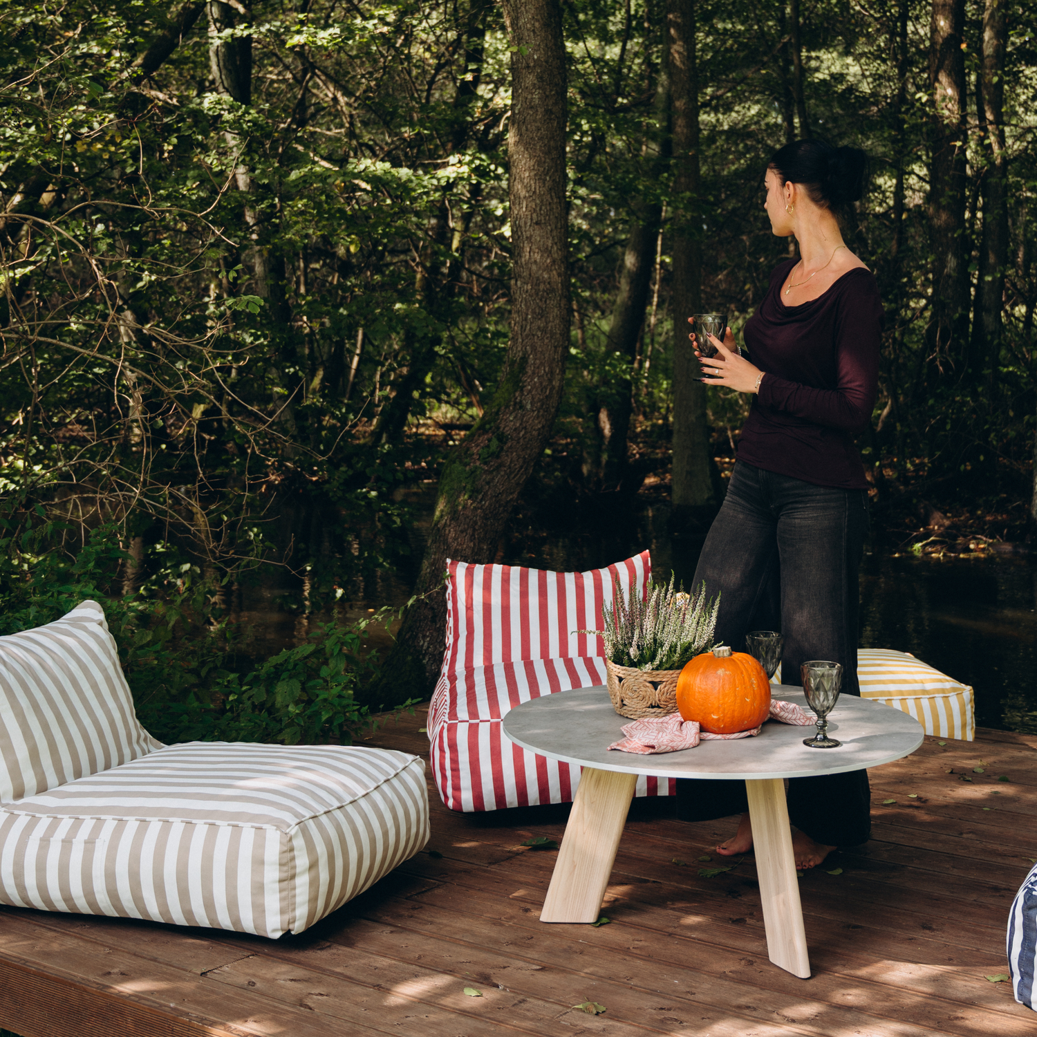 Outdoor Sitzsack gestreift 72x102x65 cm