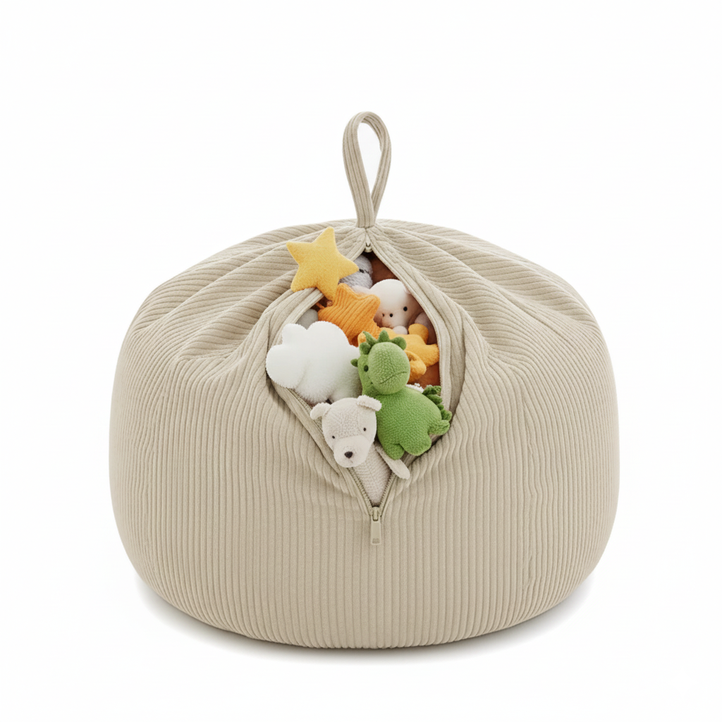 Aufbewahrungshülle für Spielzeug und Kuscheltiere – Kinder-Sitzpouf