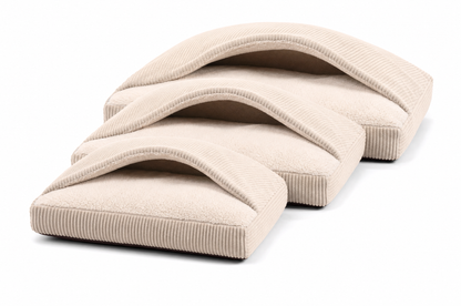 Kuschelhöhle für Hunde mit Decke „Cozy Cave“ – Cord &amp; Teddy-Fleece, abnehmbarer Bezug, M–XL