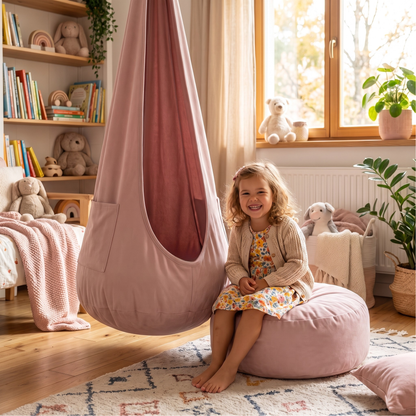 Hängehöhle für Kinder 2 in 1 – Hängesessel mit herausnehmbarem Sitzkissen, 2–12 Jahre