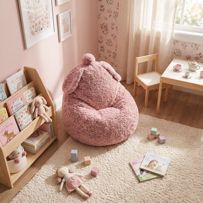 Kindersessel Schäfchen mit Rückenlehne – weicher Sitzsack aus Sheppy-Stoff, 2–6 Jahre