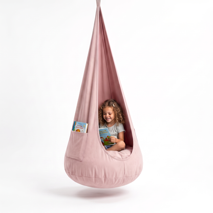 Hängehöhle für Kinder 2 in 1 – Hängesessel mit herausnehmbarem Sitzkissen, 2–12 Jahre