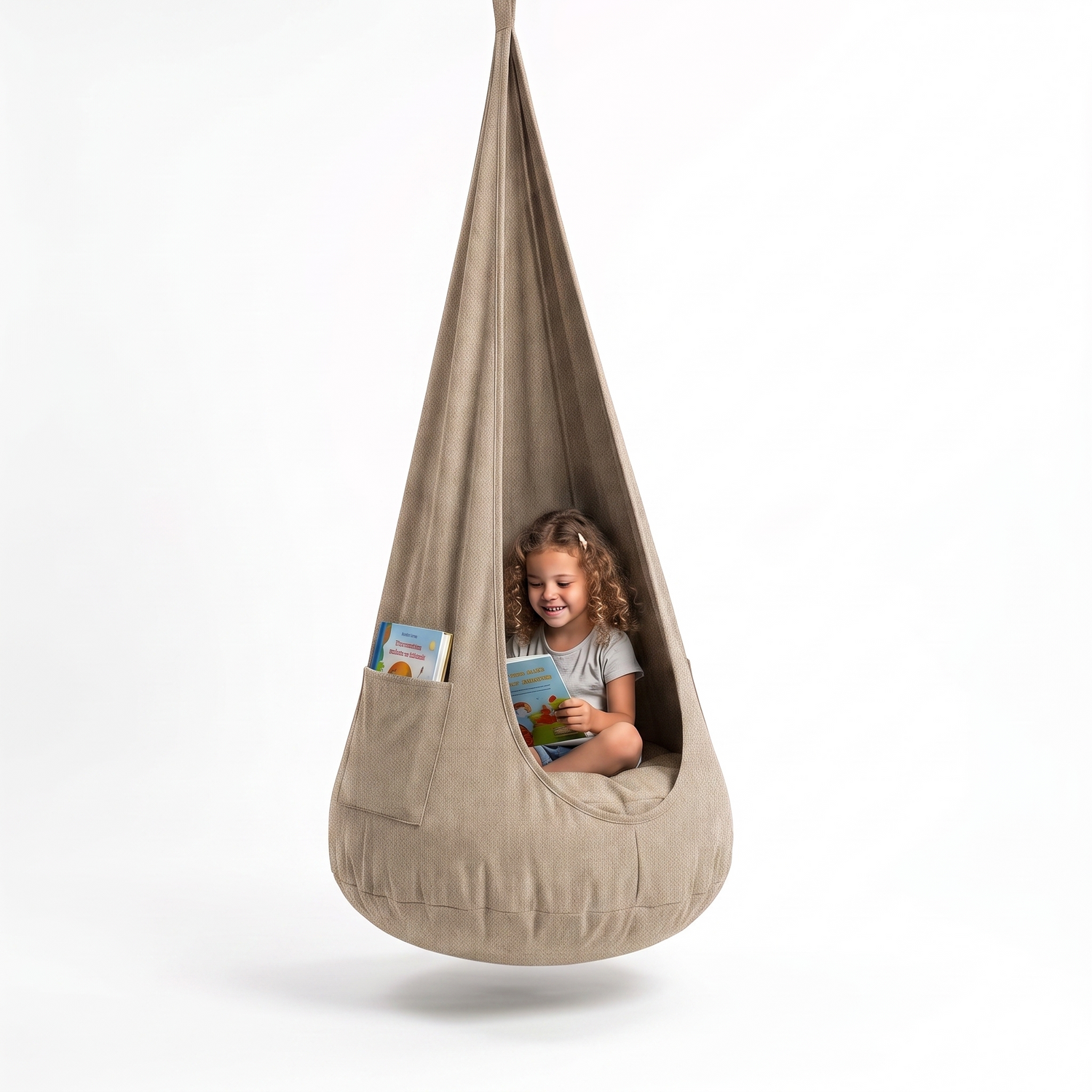 Hängehöhle für Kinder 2 in 1 – Hängesessel mit herausnehmbarem Sitzkissen, 2–12 Jahre
