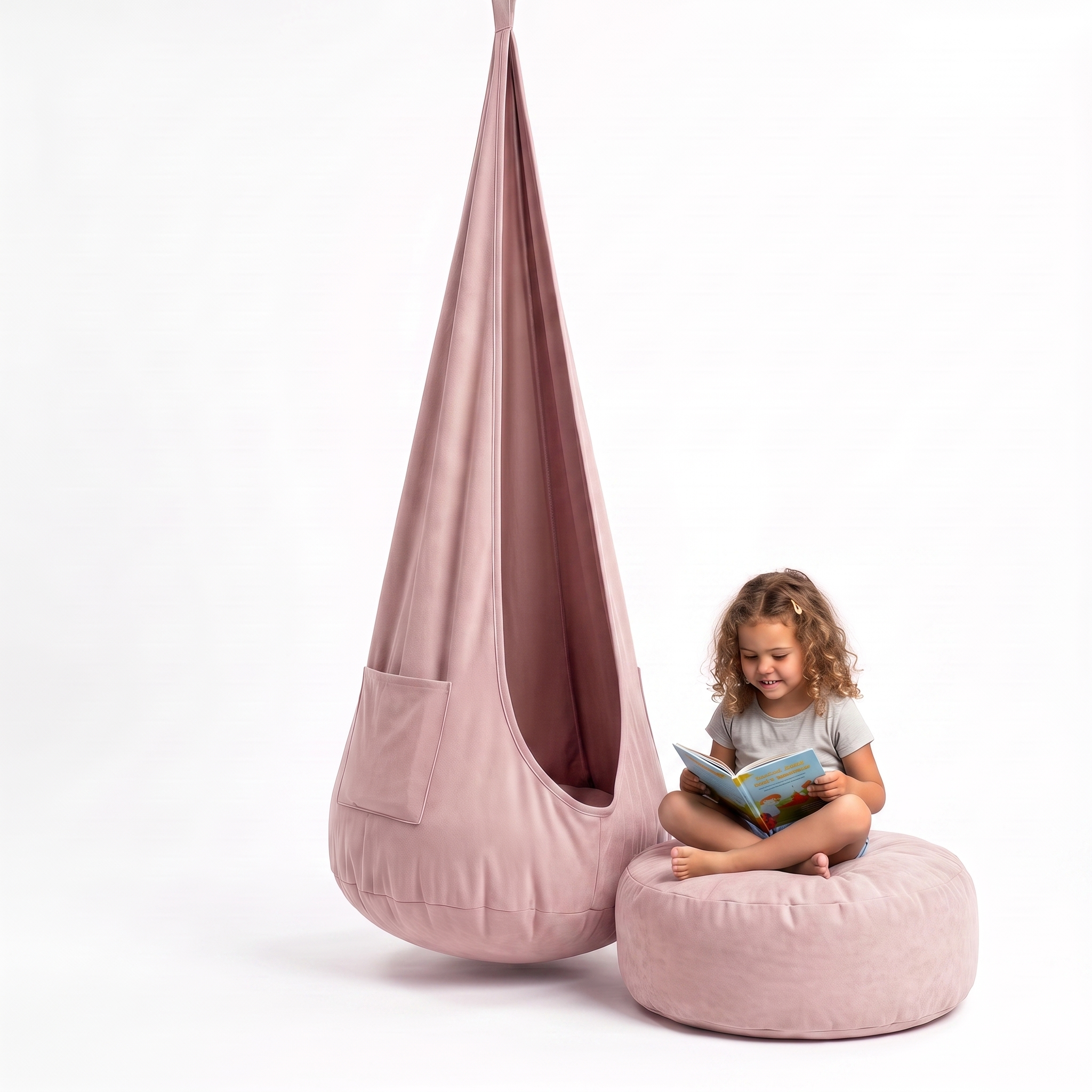 Hängehöhle für Kinder 2 in 1 – Hängesessel mit herausnehmbarem Sitzkissen, 2–12 Jahre